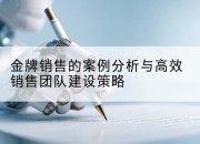金牌销售的案例分析与高效销售团队建设策略