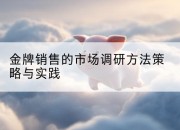 金牌销售的市场调研方法策略与实践