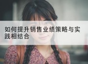 如何提升销售业绩策略与实践相结合
