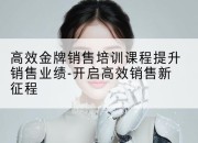 高效金牌销售培训课程提升销售业绩-开启高效销售新征程