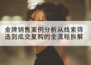 金牌销售案例分析从线索筛选到成交复购的全流程拆解